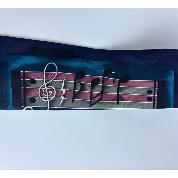 UPBEAT BY ROFFE Neck Tie Ferracci Musical Notes 100% Silk Art to Wear - Picture 3 of 7